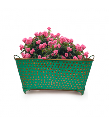 Green Metal Rectangle Planter Flower Pot