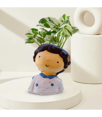 Money Plant Marble Prince In Little Boy Resin Pot