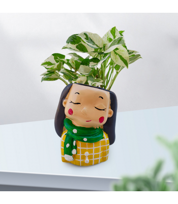 Money Plant Marble Prince In Winter Girl Resin pot