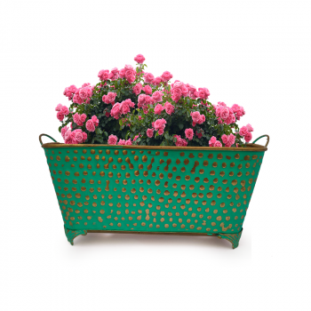 Green Metal Rectangle Planter Flower Pot