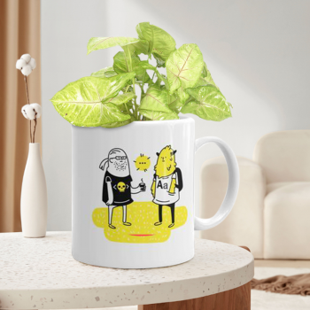 Syngonium White Butterfly Plant With Personalised Mug White